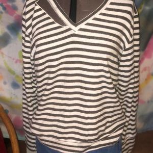 🐚LNA Soft Striped Sweater with cut neckline